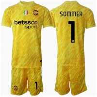 Camiseta Inter Milan Yann Sommer #1 Portero Segunda Equipación Replica 2024-25 para niños mangas cortas (+ Pantalones cortos)